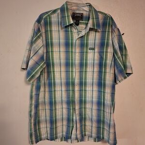 Avirex Men's Plaid Button Down Short Sleeve Shirt Size XL